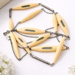 Ippolita 925 Vintage Butterscotch Resin Station Necklace 36 in Signed